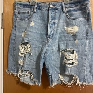 high rise denim shorts